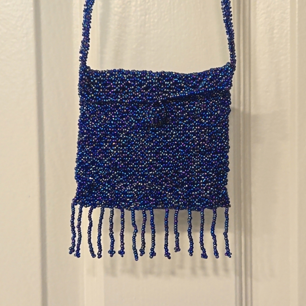Hand-made beaded mini shoulder/crossbody coin/trinket purse